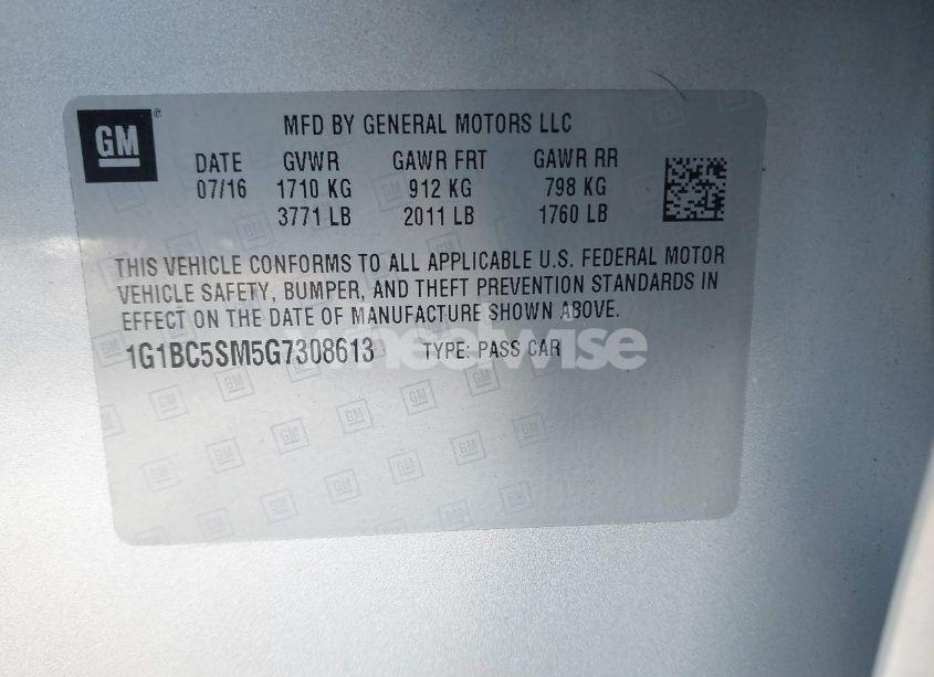 Photo 9 of 2016 Chevrolet Cruze LS AUTO (VIN 1G1BC5SM5G7308613)