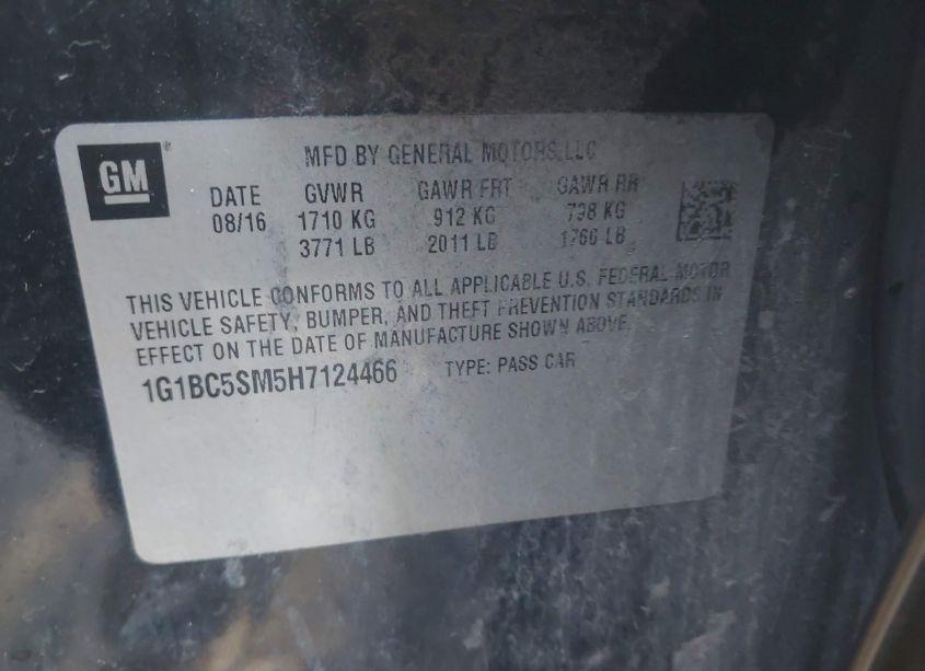 Photo 9 of 2017 Chevrolet Cruze LS AUTO (VIN 1G1BC5SM5H7124466)