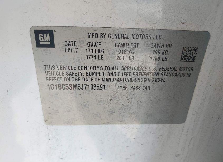 Photo 9 of 2018 Chevrolet Cruze LS AUTO (VIN 1G1BC5SM5J7103591)