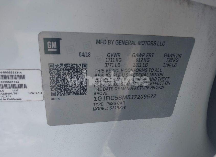 Photo 9 of 2018 Chevrolet Cruze LS AUTO (VIN 1G1BC5SM5J7209572)