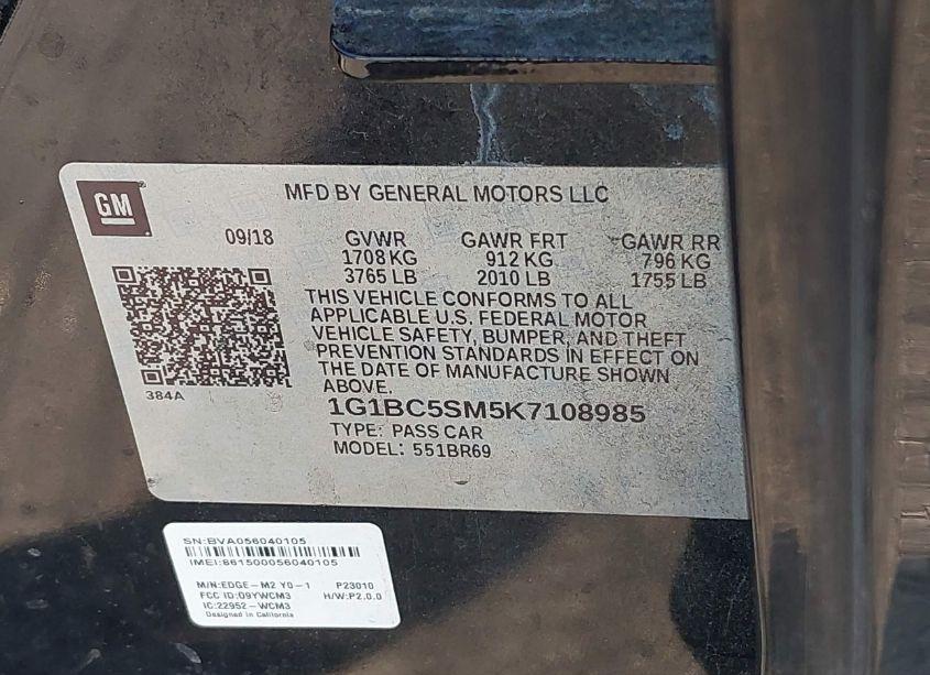 Photo 9 of 2019 Chevrolet Cruze LS (VIN 1G1BC5SM5K7108985)