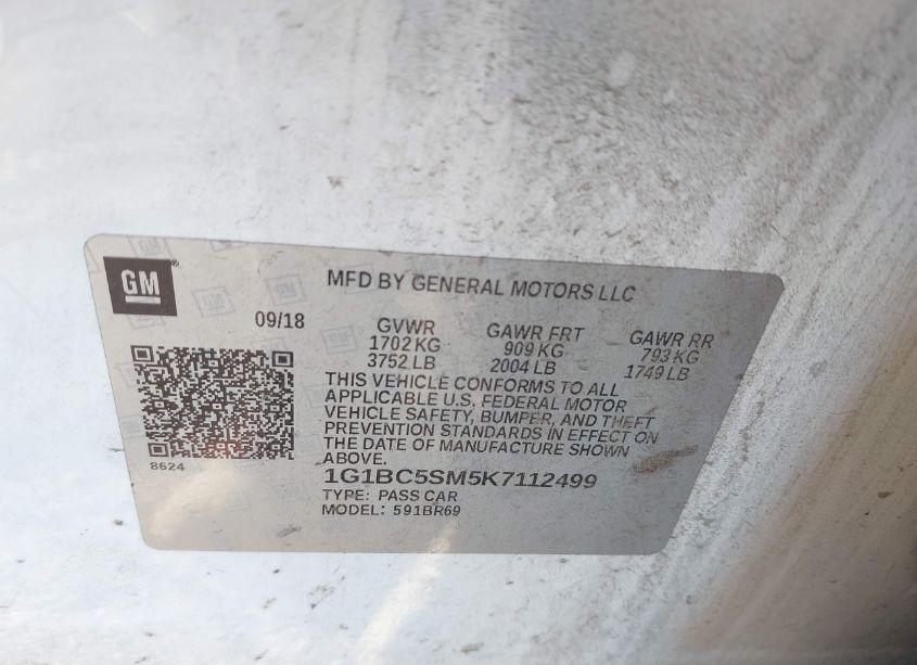 Photo 9 of 2019 Chevrolet Cruze LS (VIN 1G1BC5SM5K7112499)