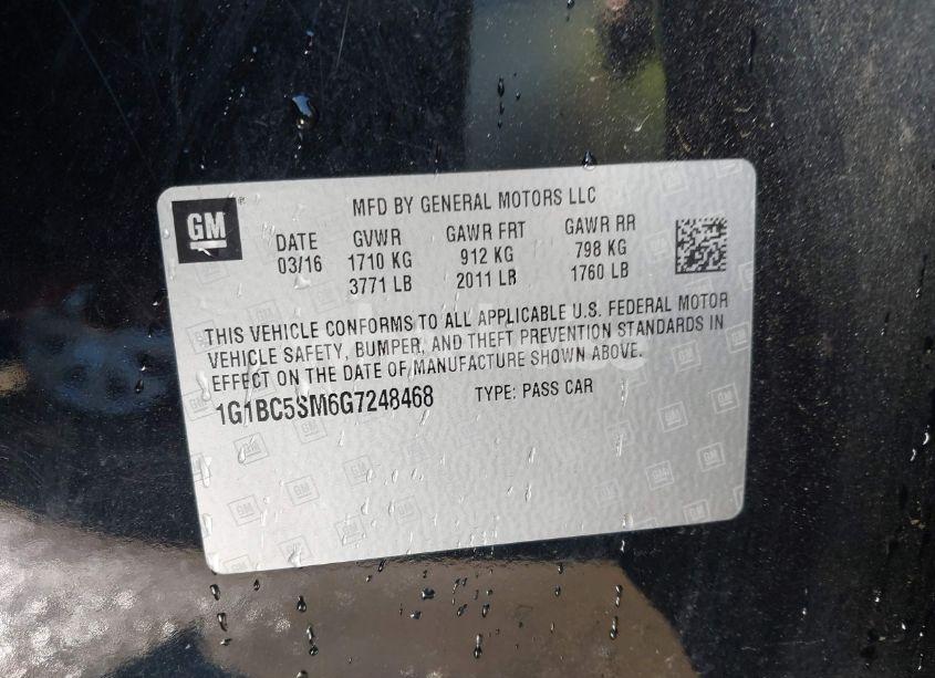 Photo 9 of 2016 Chevrolet Cruze LS AUTO (VIN 1G1BC5SM6G7248468)