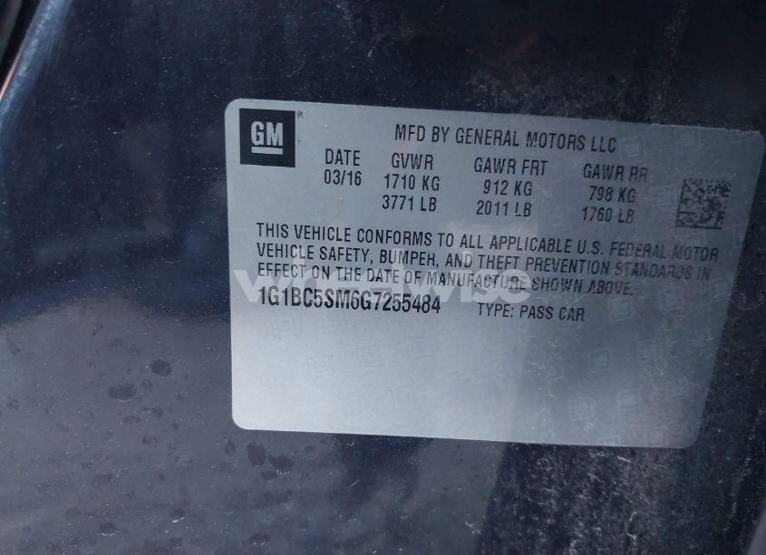 Photo 9 of 2016 Chevrolet Cruze LS AUTO (VIN 1G1BC5SM6G7255484)