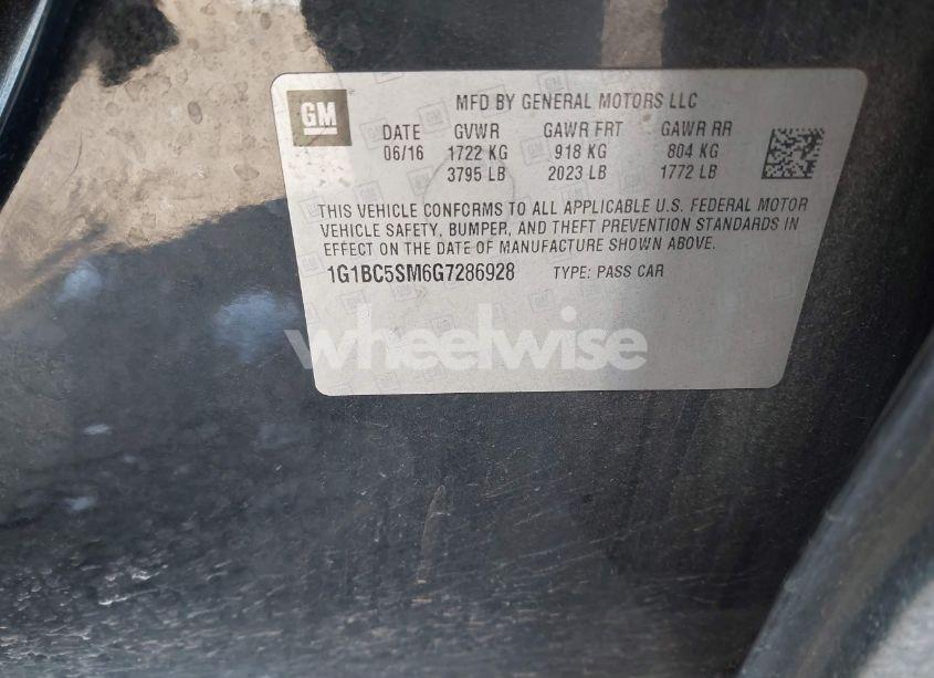 Photo 9 of 2016 Chevrolet Cruze LS AUTO (VIN 1G1BC5SM6G7286928)