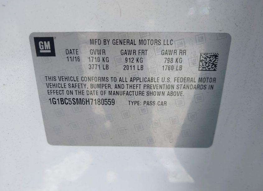 Photo 9 of 2017 Chevrolet Cruze LS AUTO (VIN 1G1BC5SM6H7180559)