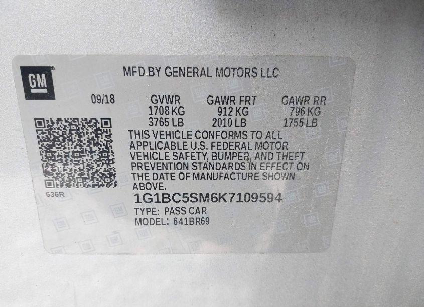 Photo 9 of 2019 Chevrolet Cruze LS (VIN 1G1BC5SM6K7109594)