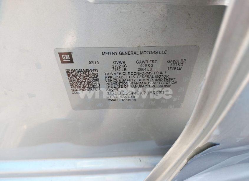 Photo 9 of 2019 Chevrolet Cruze LS (VIN 1G1BC5SM6K7150081)