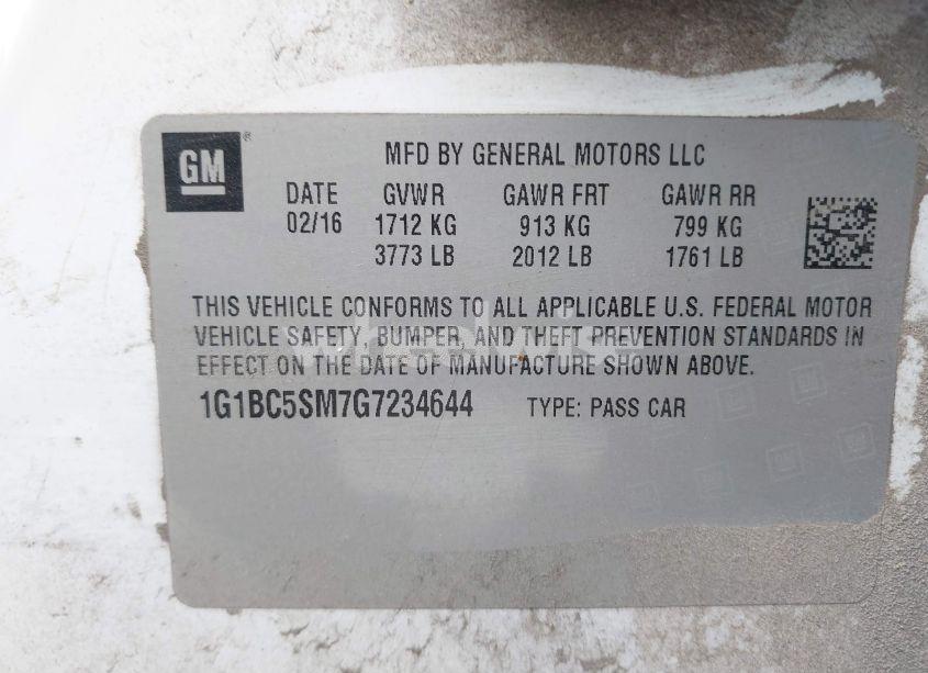 Photo 9 of 2016 Chevrolet Cruze LS AUTO (VIN 1G1BC5SM7G7234644)