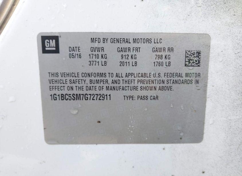 Photo 9 of 2016 Chevrolet Cruze LS AUTO (VIN 1G1BC5SM7G7272911)