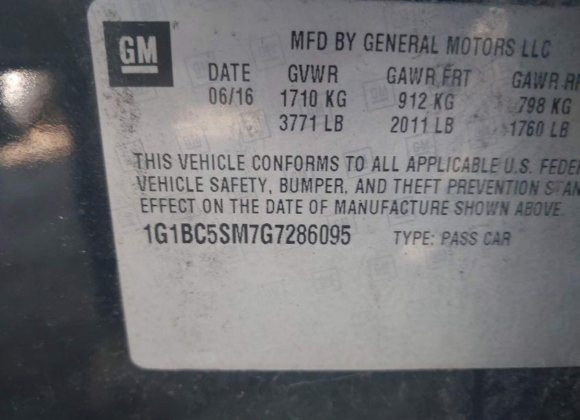 Photo 9 of 2016 Chevrolet Cruze LS AUTO (VIN 1G1BC5SM7G7286095)