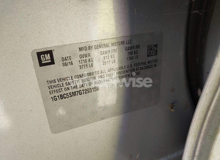 Photo 9 of 2016 Chevrolet Cruze LS AUTO (VIN 1G1BC5SM7G7293158)