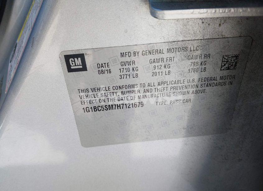 Photo 9 of 2017 Chevrolet Cruze LS AUTO (VIN 1G1BC5SM7H7121679)