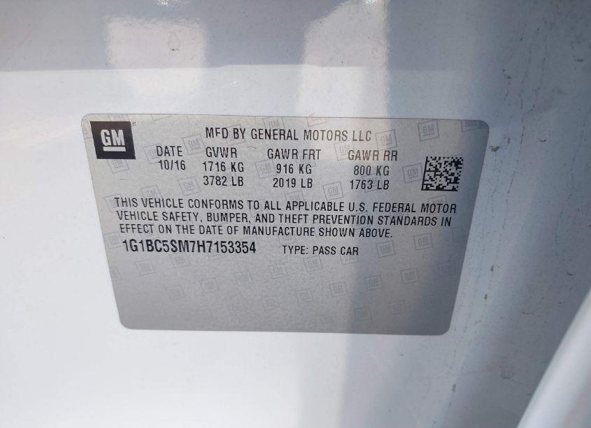 Photo 9 of 2017 Chevrolet Cruze LS AUTO (VIN 1G1BC5SM7H7153354)