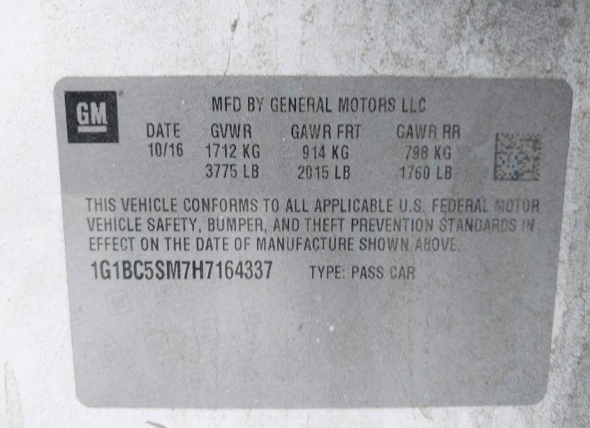 Photo 9 of 2017 Chevrolet Cruze LS AUTO (VIN 1G1BC5SM7H7164337)