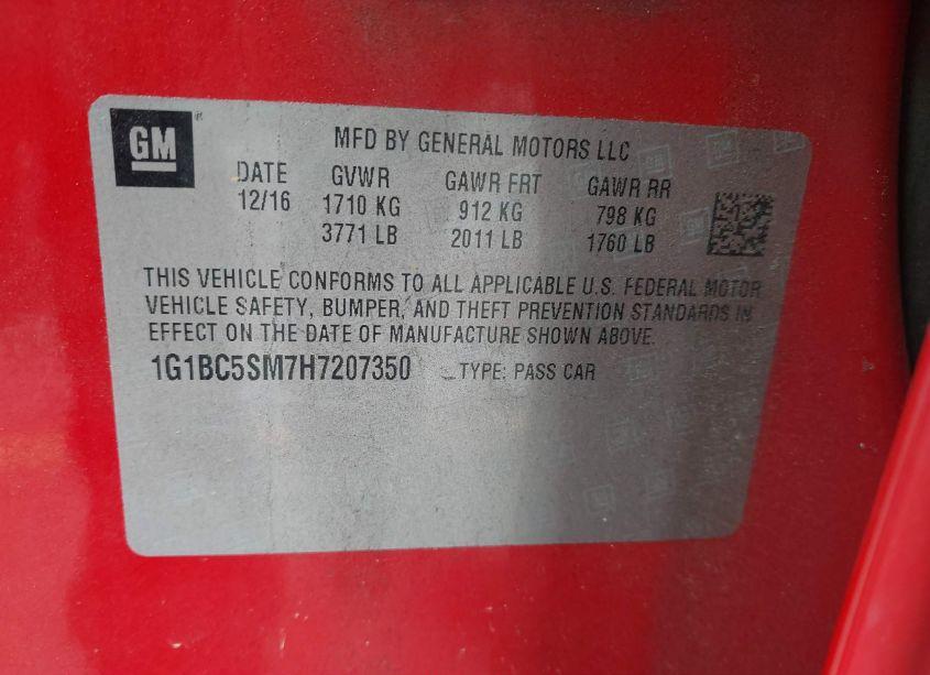 Photo 9 of 2017 Chevrolet Cruze LS AUTO (VIN 1G1BC5SM7H7207350)