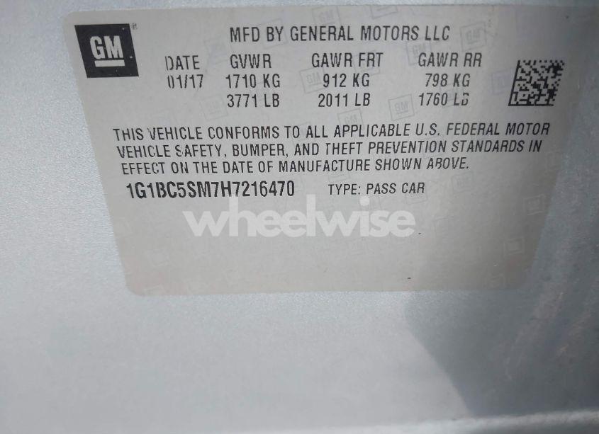 Photo 9 of 2017 Chevrolet Cruze LS AUTO (VIN 1G1BC5SM7H7216470)