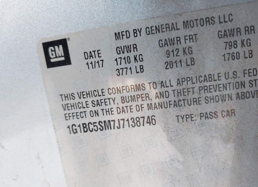 Photo 9 of 2018 Chevrolet Cruze LS AUTO (VIN 1G1BC5SM7J7138746)