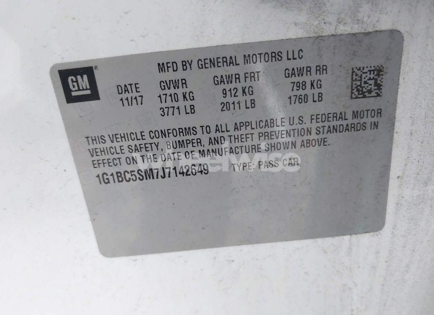 Photo 9 of 2018 Chevrolet Cruze LS AUTO (VIN 1G1BC5SM7J7142649)