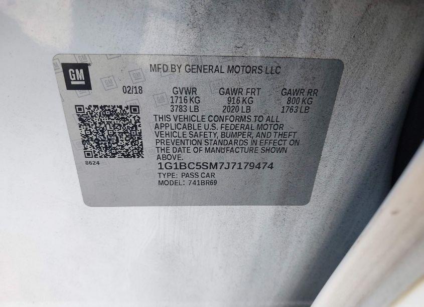 Photo 9 of 2018 Chevrolet Cruze LS AUTO (VIN 1G1BC5SM7J7179474)