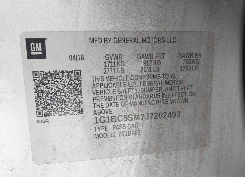 Photo 9 of 2018 Chevrolet Cruze LS AUTO (VIN 1G1BC5SM7J7202493)