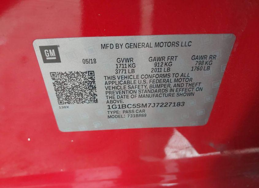 Photo 9 of 2018 Chevrolet Cruze LS AUTO (VIN 1G1BC5SM7J7227183)