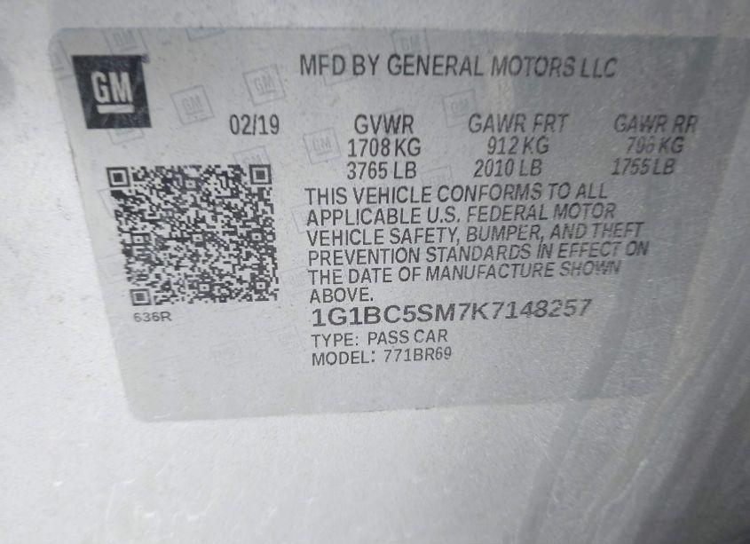 Photo 9 of 2019 Chevrolet Cruze LS (VIN 1G1BC5SM7K7148257)