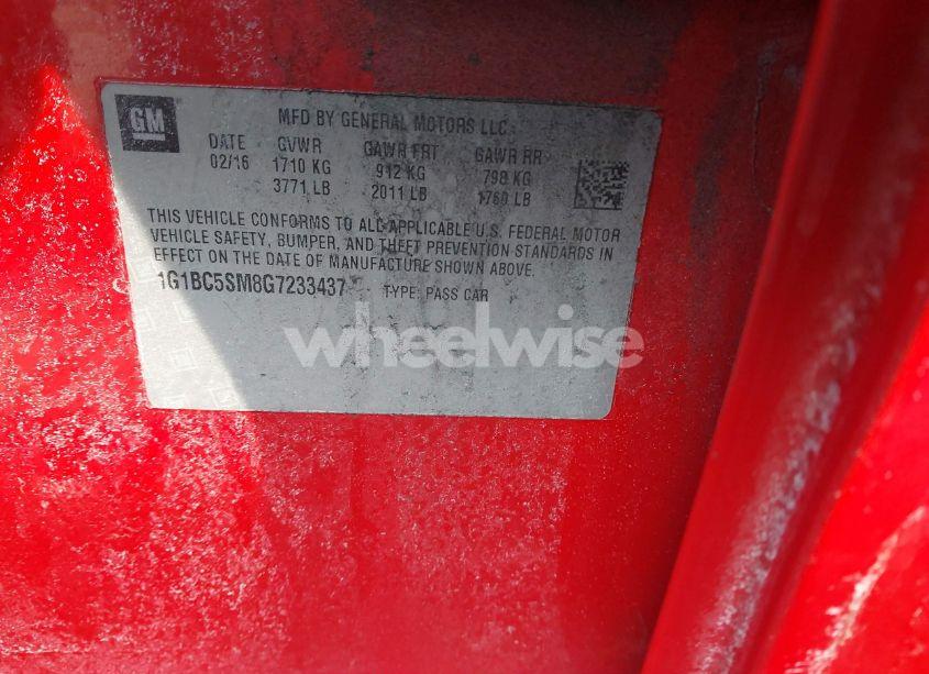 Photo 9 of 2016 Chevrolet Cruze LS AUTO (VIN 1G1BC5SM8G7233437)