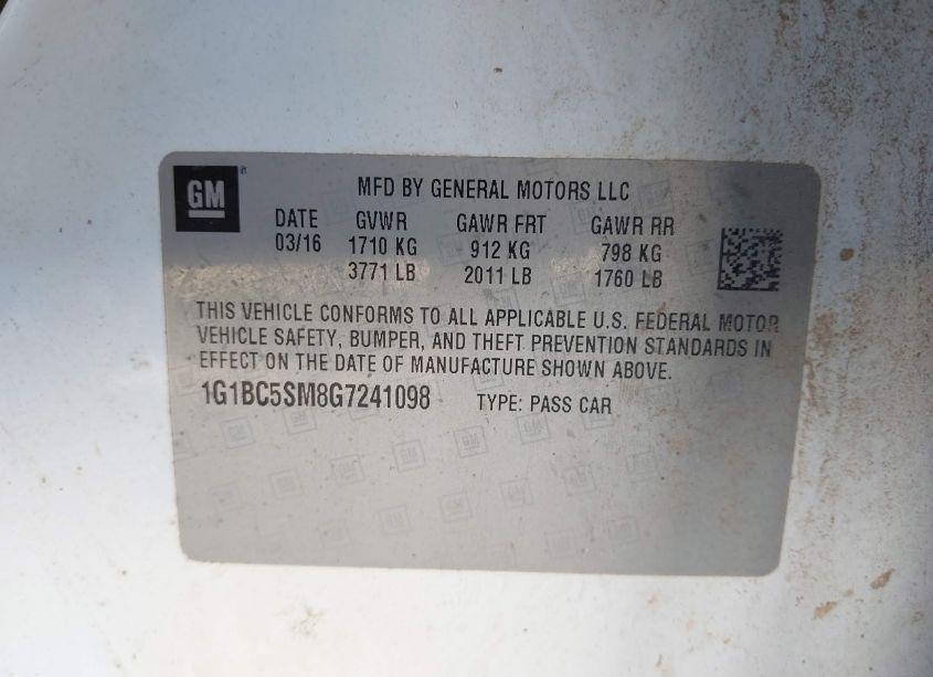 Photo 9 of 2016 Chevrolet Cruze LS AUTO (VIN 1G1BC5SM8G7241098)