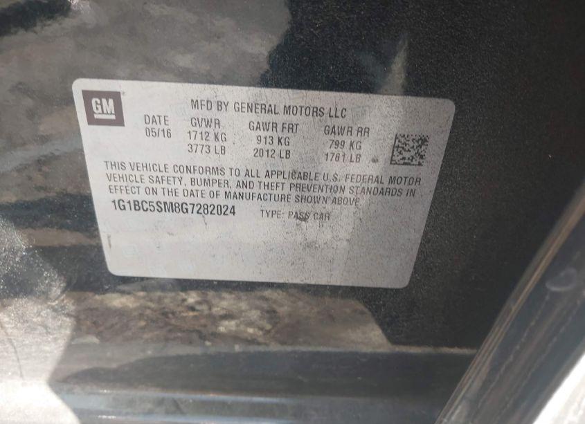 Photo 9 of 2016 Chevrolet Cruze LS AUTO (VIN 1G1BC5SM8G7282024)