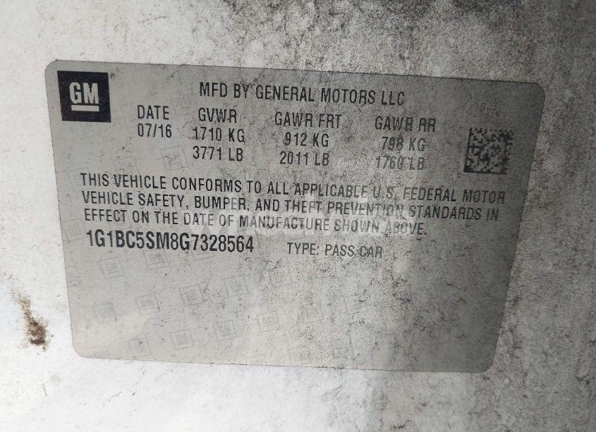 Photo 9 of 2016 Chevrolet Cruze LS AUTO (VIN 1G1BC5SM8G7328564)