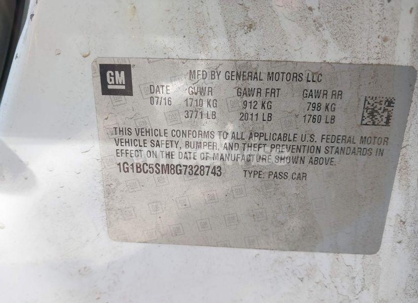 Photo 9 of 2016 Chevrolet Cruze LS AUTO (VIN 1G1BC5SM8G7328743)