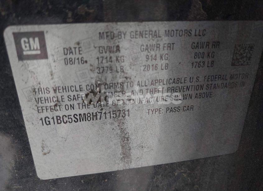 Photo 9 of 2017 Chevrolet Cruze LS AUTO (VIN 1G1BC5SM8H7115731)