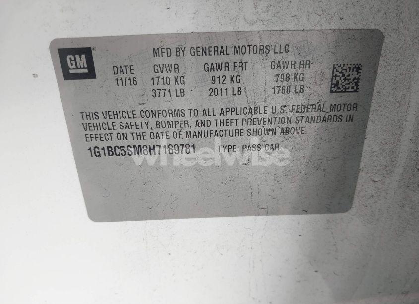 Photo 9 of 2017 Chevrolet Cruze LS AUTO (VIN 1G1BC5SM8H7189781)