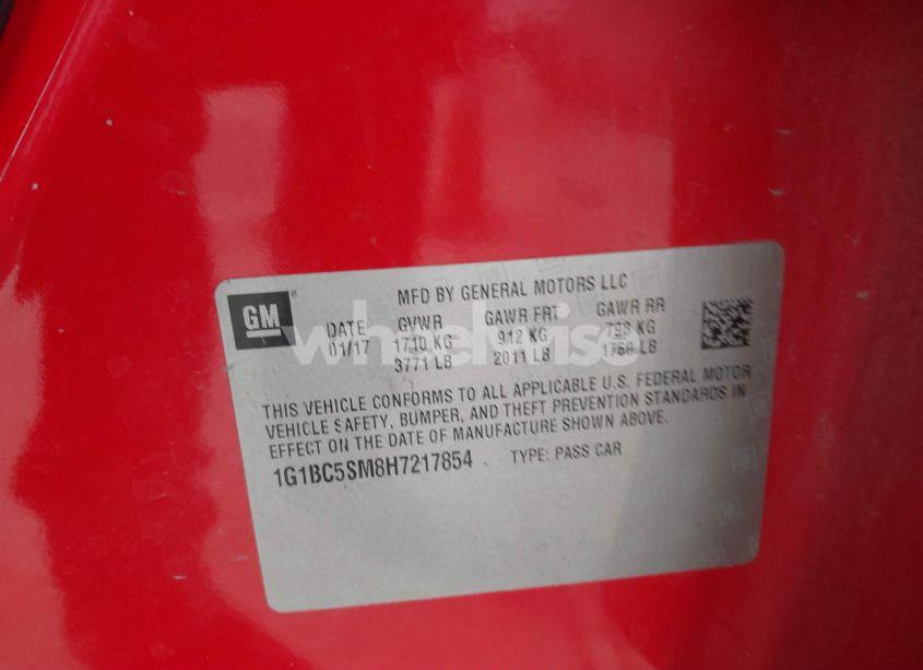 Photo 9 of 2017 Chevrolet Cruze LS AUTO (VIN 1G1BC5SM8H7217854)