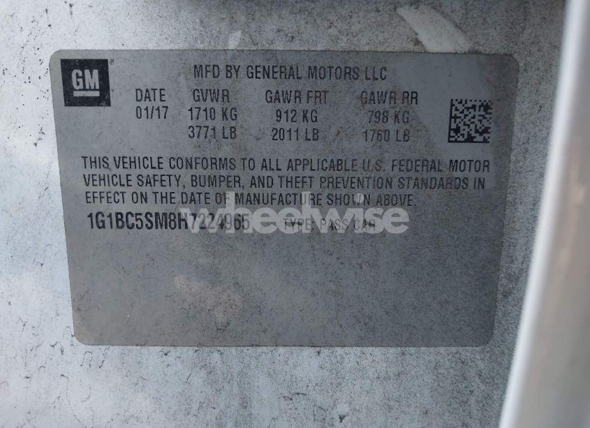 Photo 9 of 2017 Chevrolet Cruze LS AUTO (VIN 1G1BC5SM8H7224965)