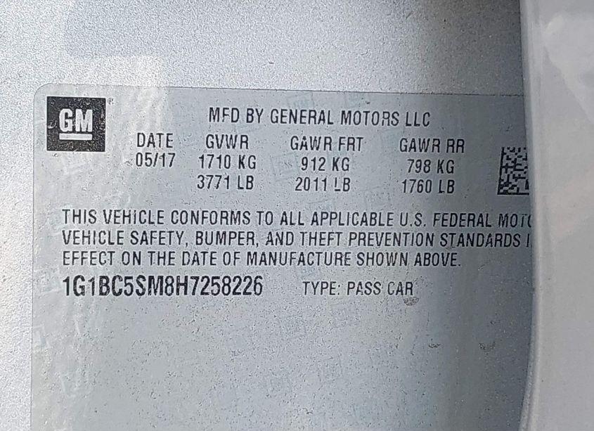 Photo 9 of 2017 Chevrolet Cruze LS AUTO (VIN 1G1BC5SM8H7258226)