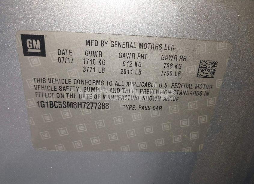 Photo 9 of 2017 Chevrolet Cruze LS AUTO (VIN 1G1BC5SM8H7277388)