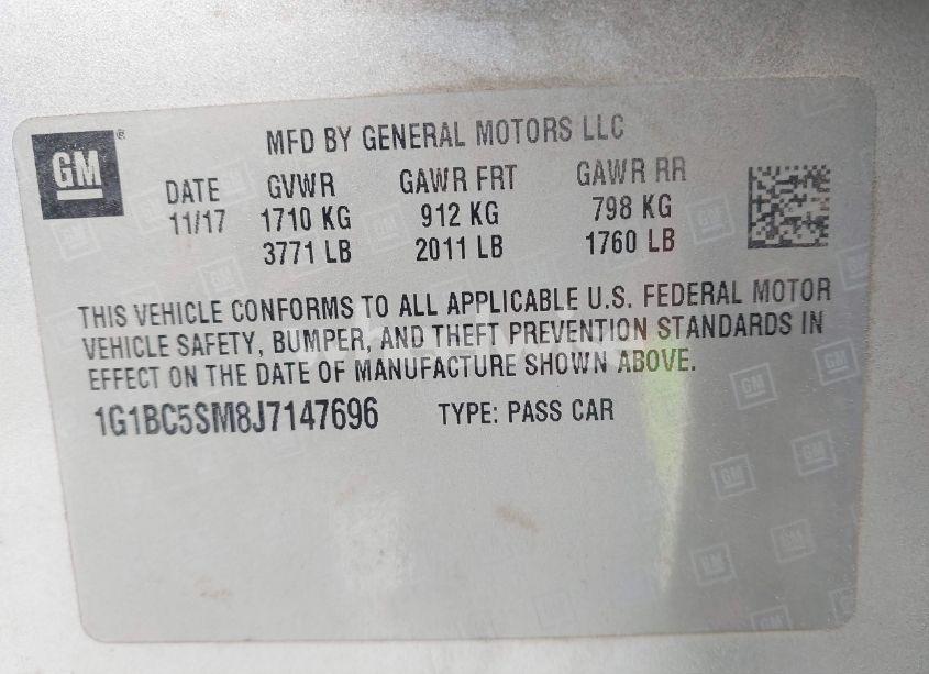 Photo 9 of 2018 Chevrolet Cruze LS AUTO (VIN 1G1BC5SM8J7147696)