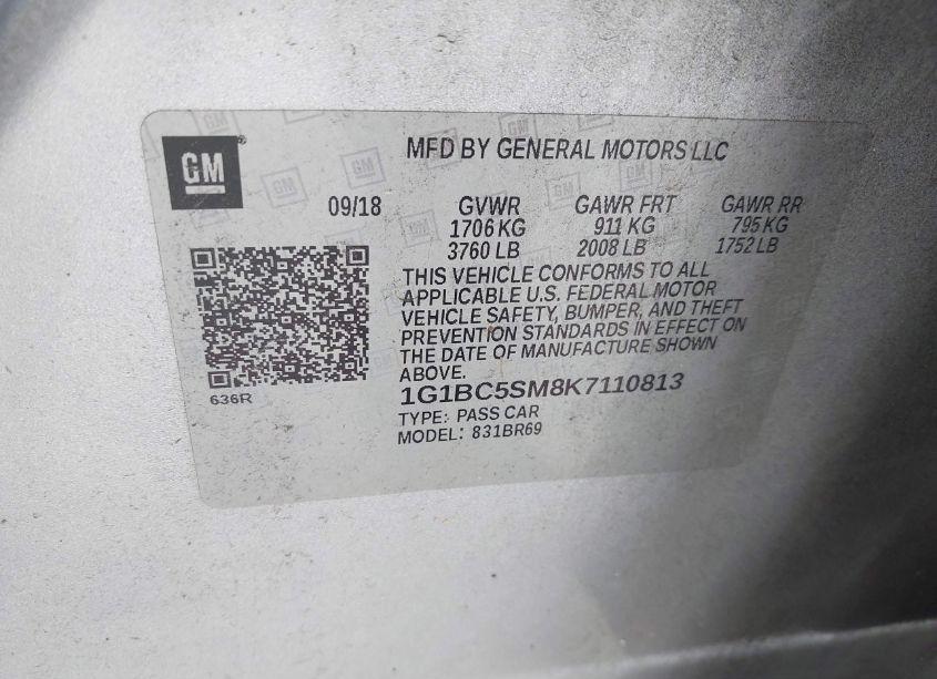 Photo 9 of 2019 Chevrolet Cruze LS (VIN 1G1BC5SM8K7110813)