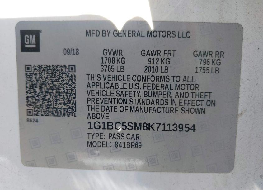 Photo 9 of 2019 Chevrolet Cruze LS (VIN 1G1BC5SM8K7113954)