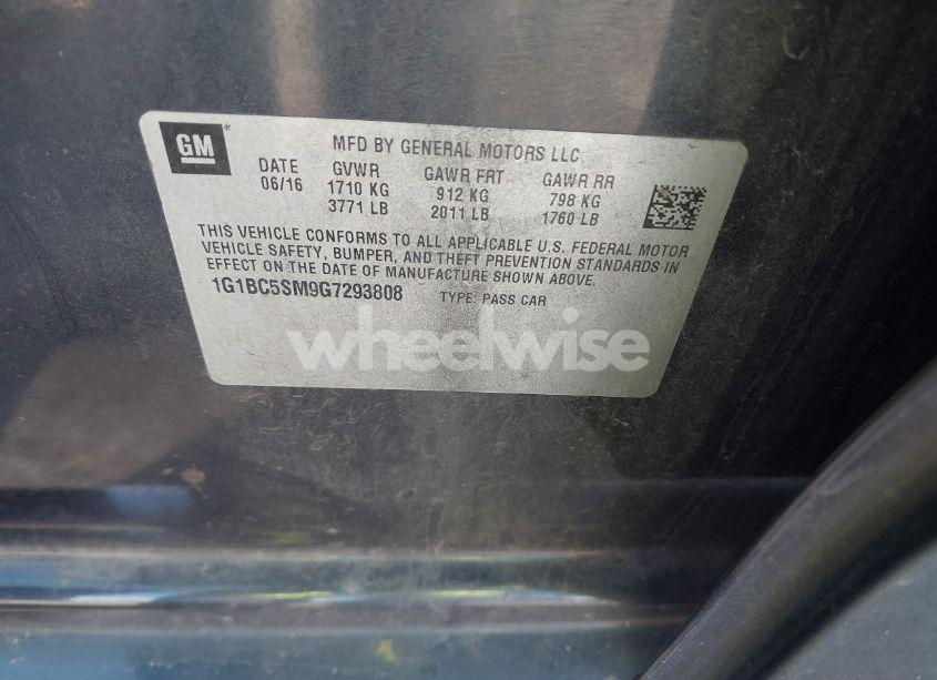 Photo 9 of 2016 Chevrolet Cruze LS AUTO (VIN 1G1BC5SM9G7293808)