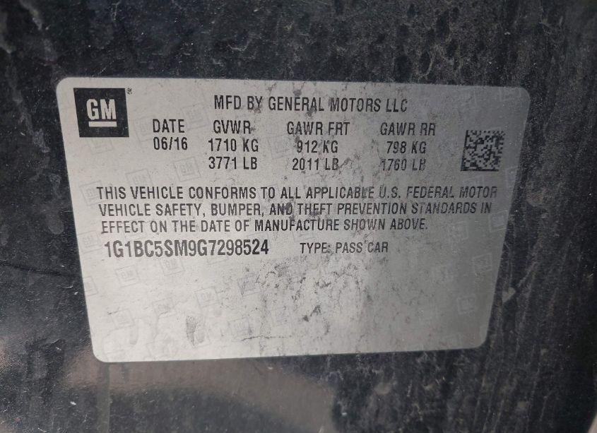 Photo 9 of 2016 Chevrolet Cruze LS AUTO (VIN 1G1BC5SM9G7298524)