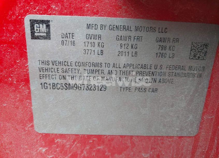 Photo 9 of 2016 Chevrolet Cruze LS AUTO (VIN 1G1BC5SM9G7323129)