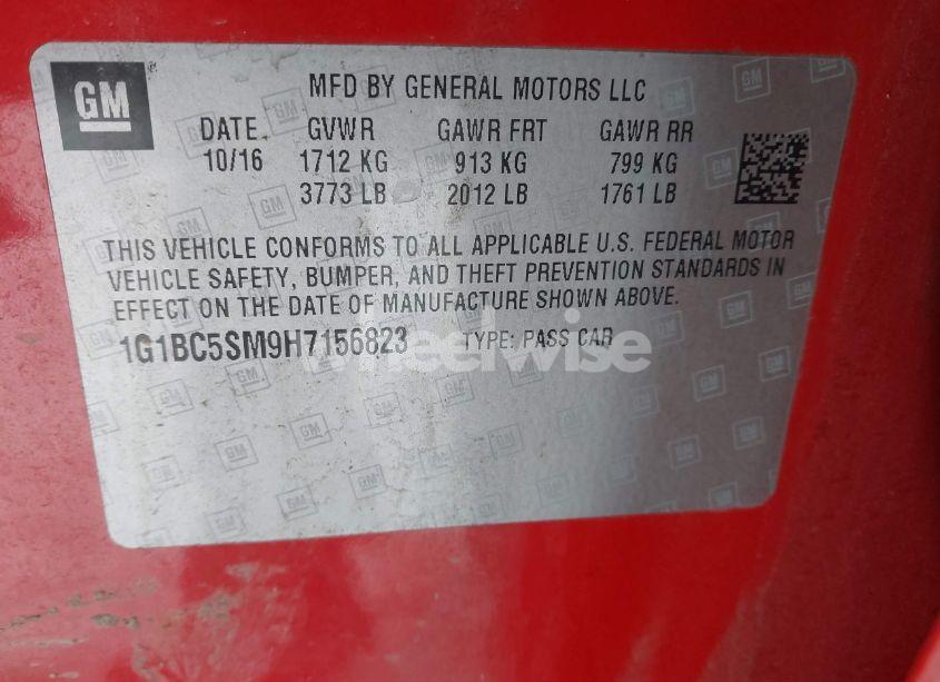 Photo 9 of 2017 Chevrolet Cruze LS AUTO (VIN 1G1BC5SM9H7156823)