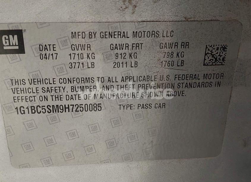 Photo 9 of 2017 Chevrolet Cruze LS AUTO (VIN 1G1BC5SM9H7250085)