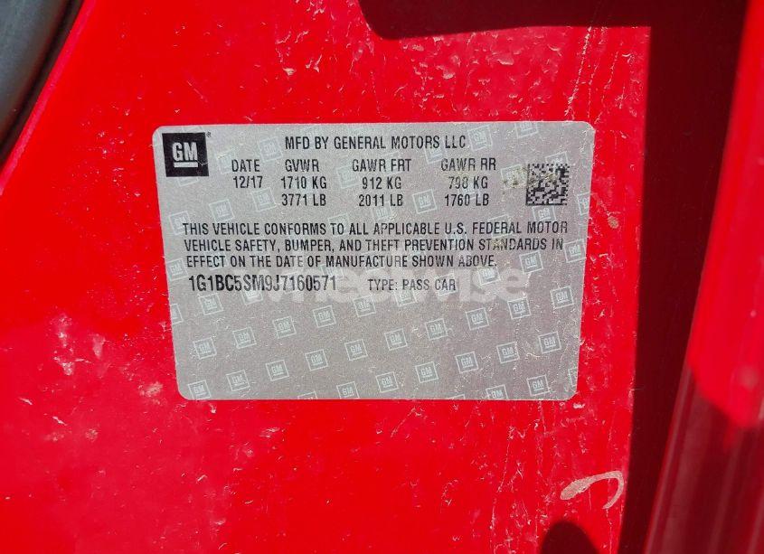 Photo 9 of 2018 Chevrolet Cruze LS AUTO (VIN 1G1BC5SM9J7160571)