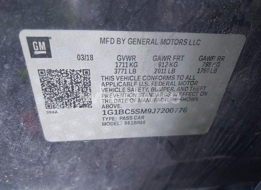 Photo 9 of 2018 Chevrolet Cruze LS AUTO (VIN 1G1BC5SM9J7200776)