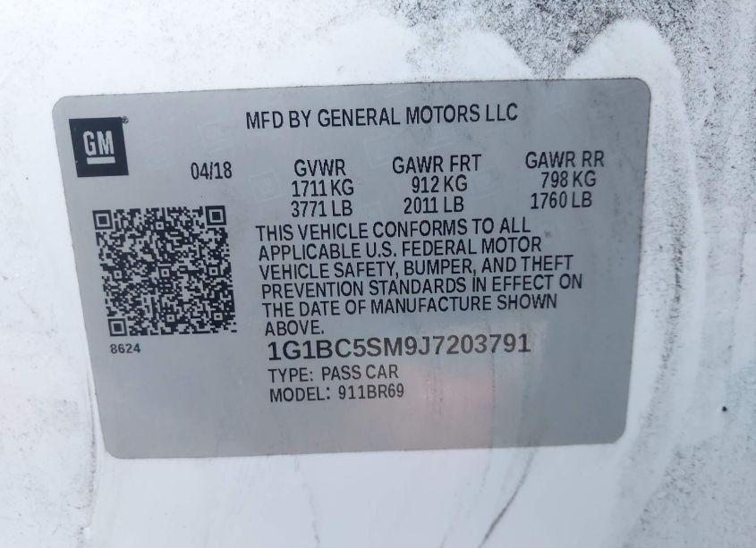 Photo 9 of 2018 Chevrolet Cruze LS AUTO (VIN 1G1BC5SM9J7203791)