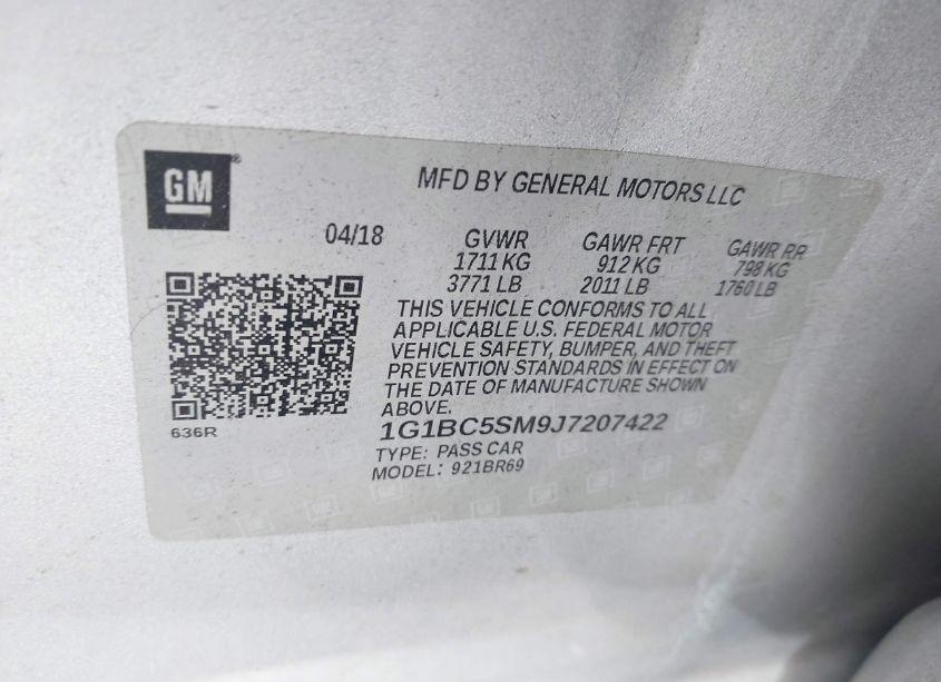 Photo 9 of 2018 Chevrolet Cruze LS AUTO (VIN 1G1BC5SM9J7207422)